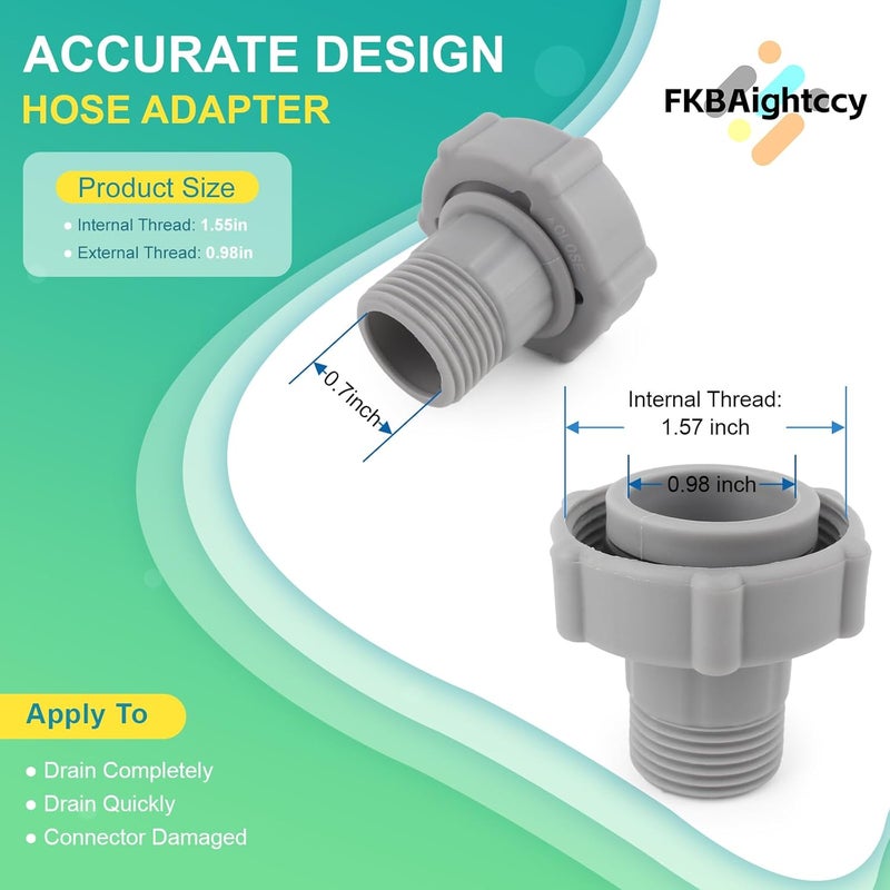 FKBAightccy Swimming Pool Drain Fitting Connects Replacement for Coleman Pool Drain Plug Connector Hose Adapter Connect to Garden Pipe with Hose Clamps - Image 4